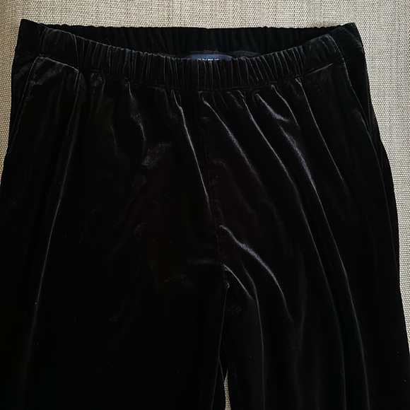 Lands’ End Black Velvet Pants Pockets Comfortable Elastic Waistband MP 10-12 - Picture 6 of 8